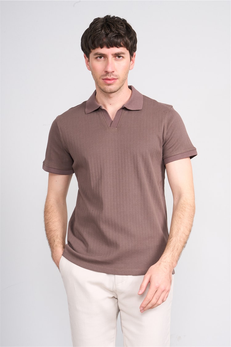 Çetinkaya Mentality 4602 Polo Yaka Regular Modelli T-shirt Kahve