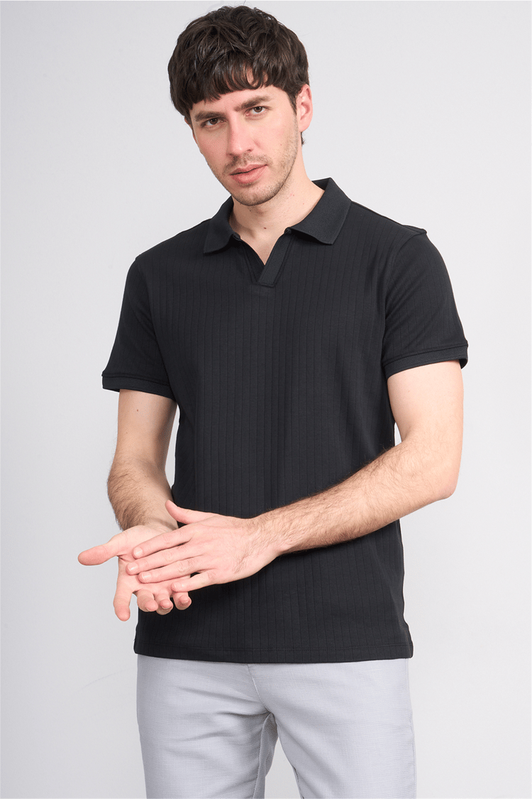 Çetinkaya Mentality 4602 Polo Yaka Regular Modelli T-shirt Siyah