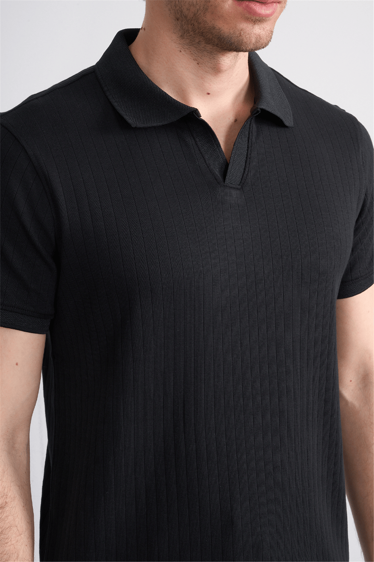 Çetinkaya Mentality 4602 Polo Yaka Regular Modelli T-shirt Siyah