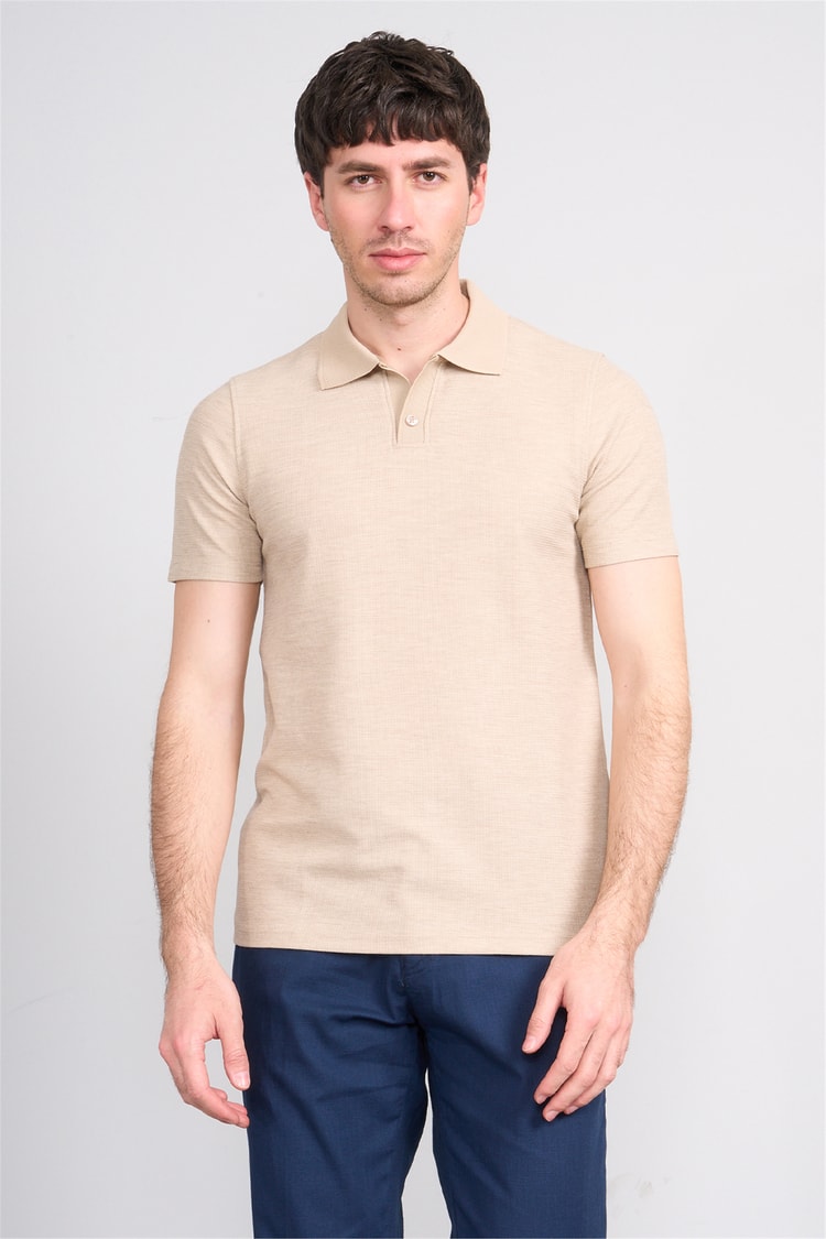Çetinkaya Mentality 4603 Polo Yaka Regular Modelli T-shirt Taş