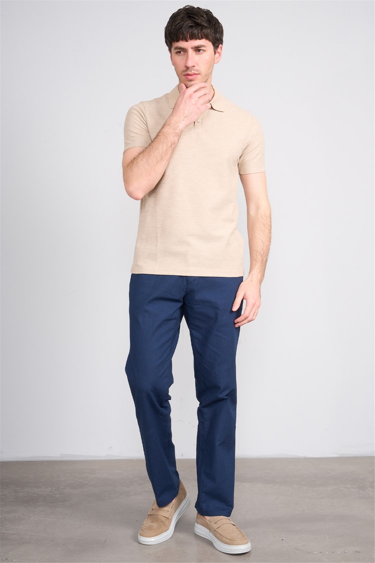 Çetinkaya Mentality 4603 Polo Yaka Regular Modelli T-shirt Taş