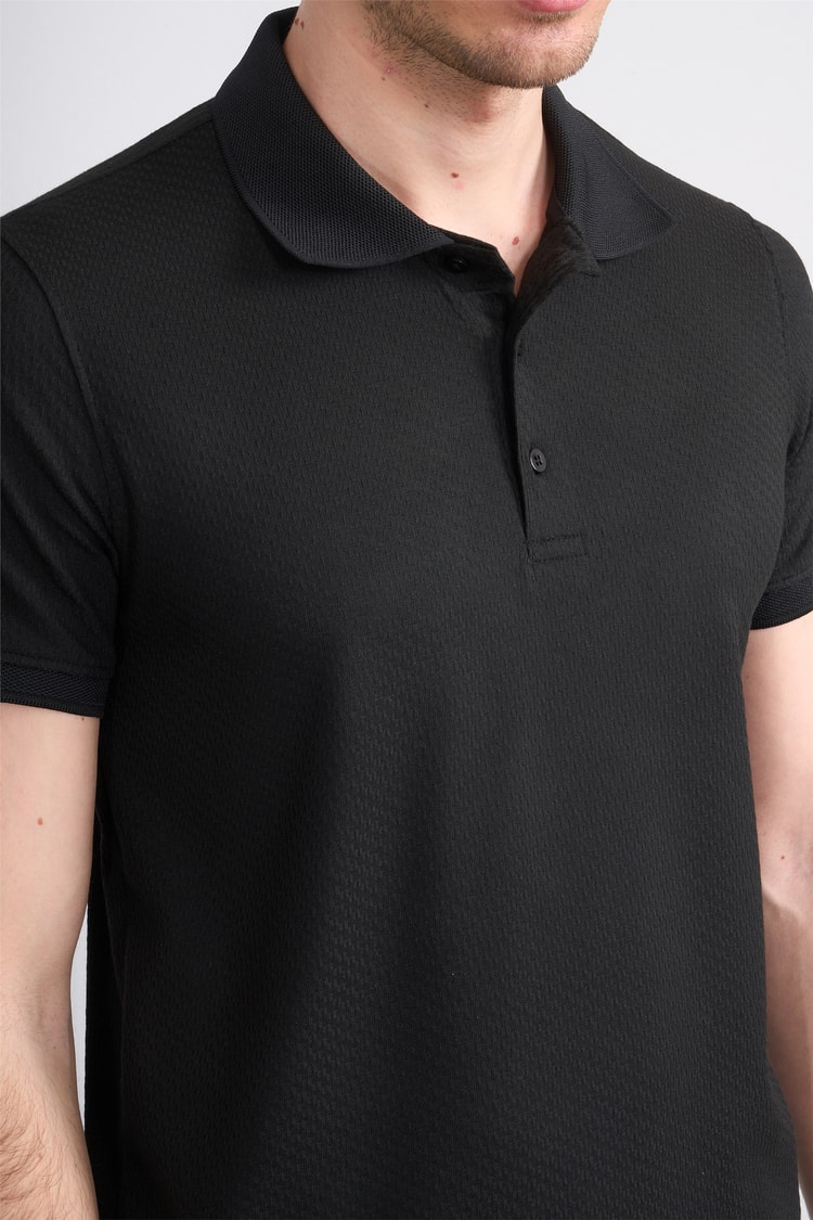 Çetinkaya Mentality 4607 Polo Yaka Regular Modelli T-shirt Siyah