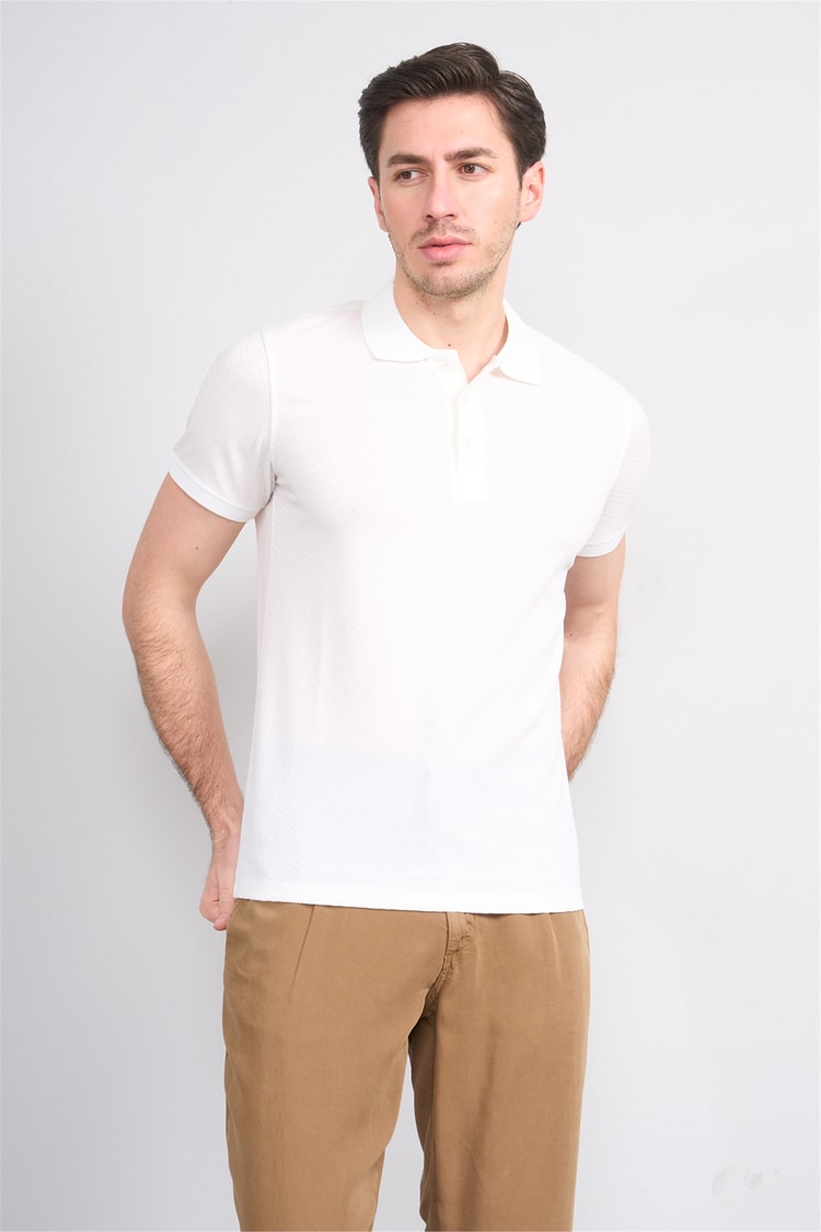 Çetinkaya Mentality 4607 Polo Yaka Regular Modelli T-shirt Beyaz