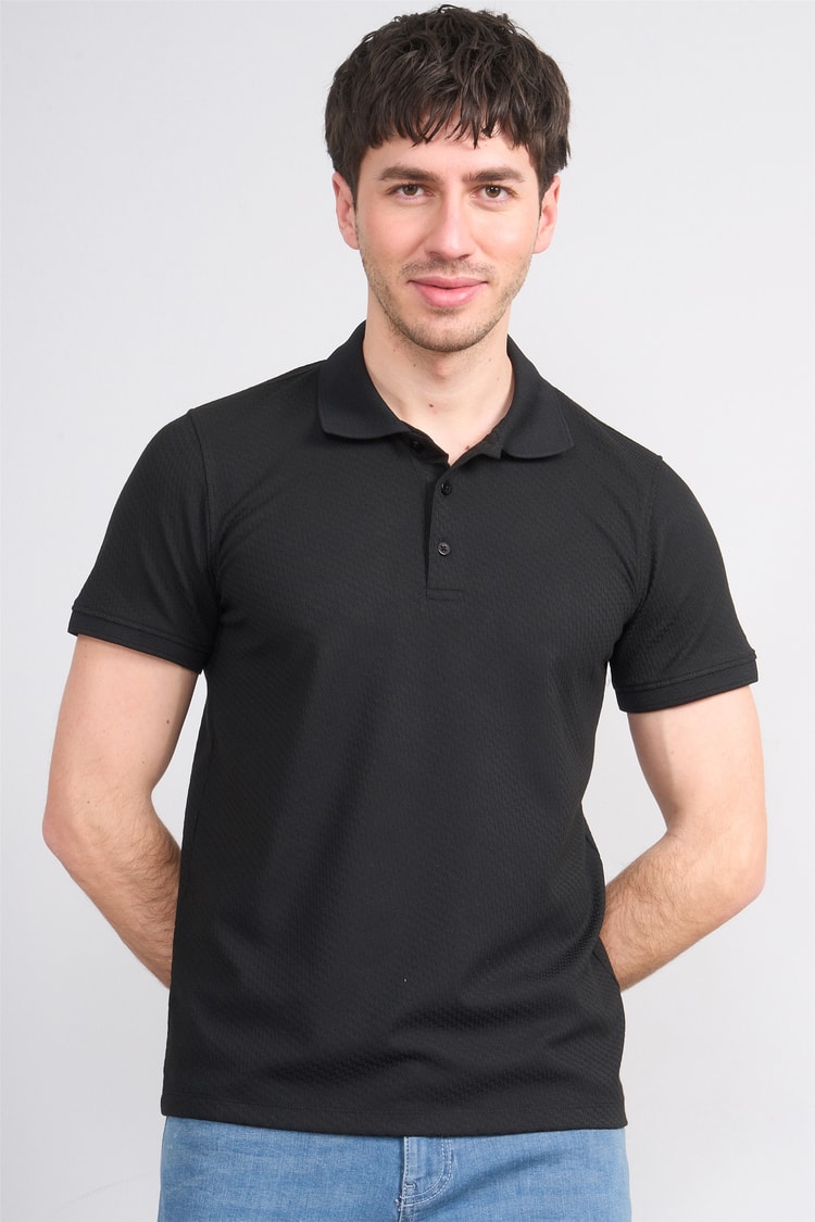 Çetinkaya Mentality 4607 Polo Yaka Regular Modelli T-shirt Siyah