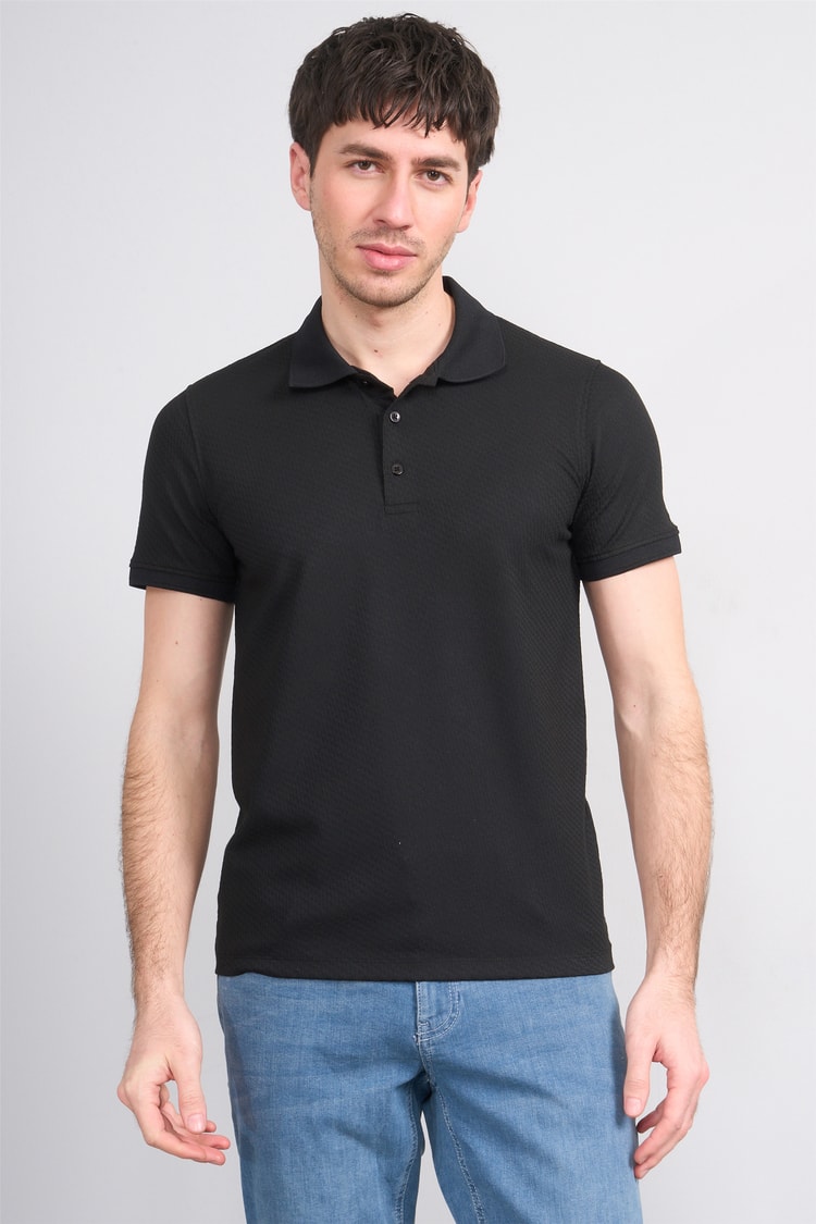 Çetinkaya Mentality 4607 Polo Yaka Regular Modelli T-shirt Siyah