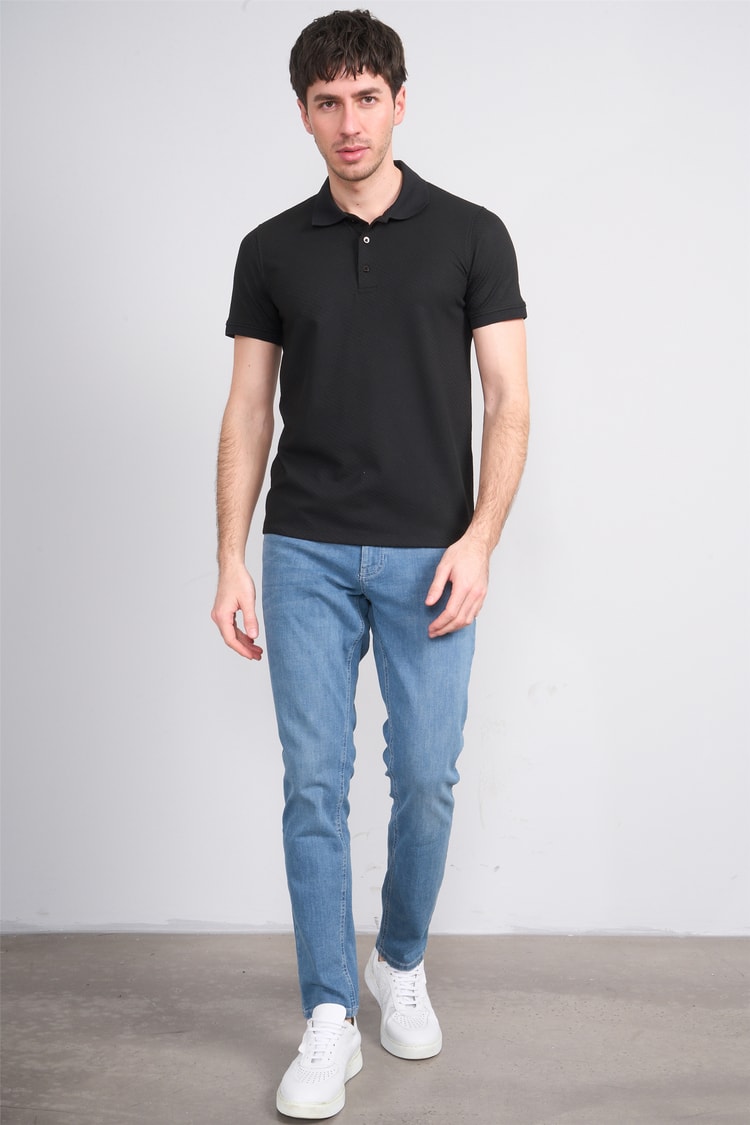 Çetinkaya Mentality 4607 Polo Yaka Regular Modelli T-shirt Siyah