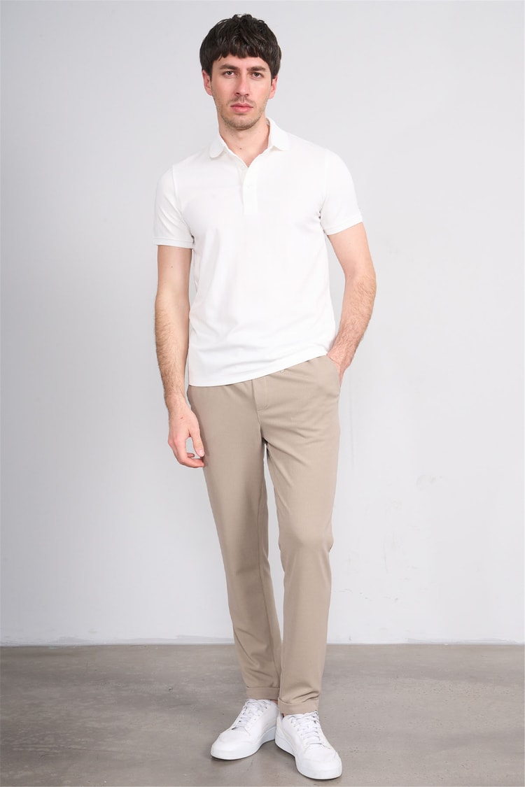 Çetinkaya Mentality 4609 Fermuarlı Polo Yaka Regular Modelli T-shirt Beyaz