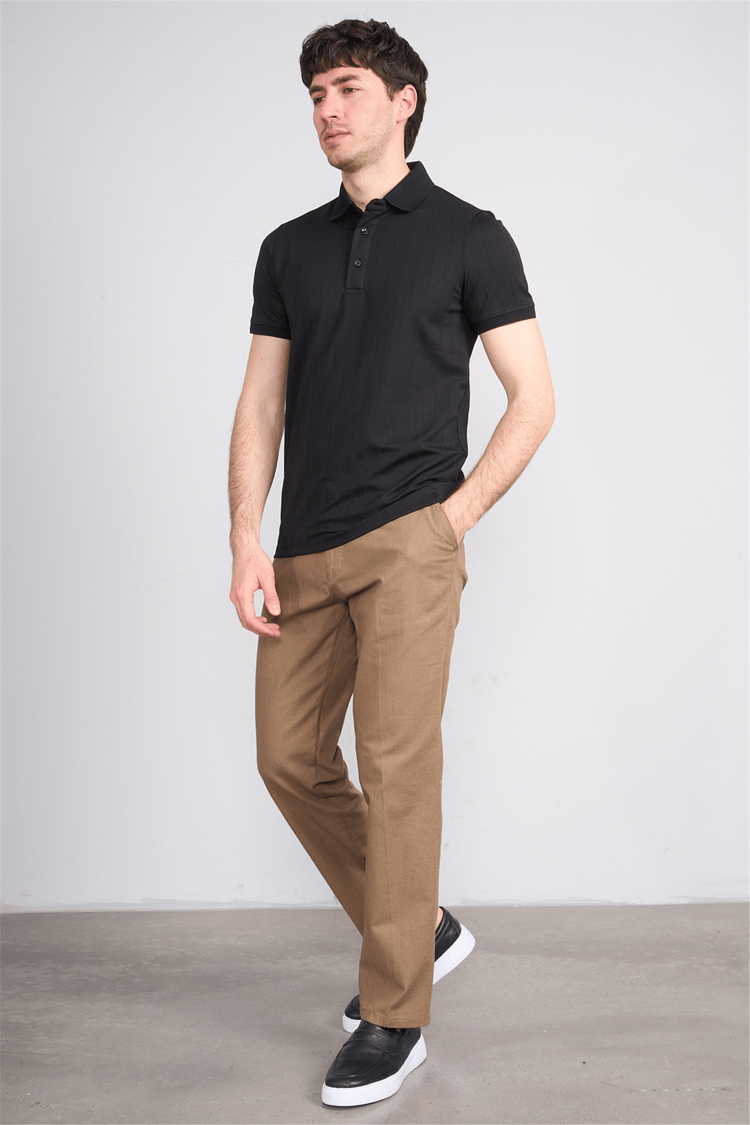 Çetinkaya Mentality 4609 Fermuarlı Polo Yaka Regular Modelli T-shirt Siyah