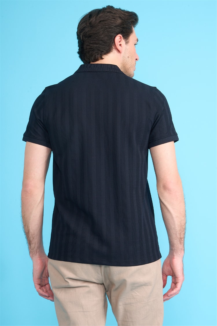 Çetinkaya Mentality 4611 Fermuarlı Polo Yaka Regular Modelli T-shirt Lacivert