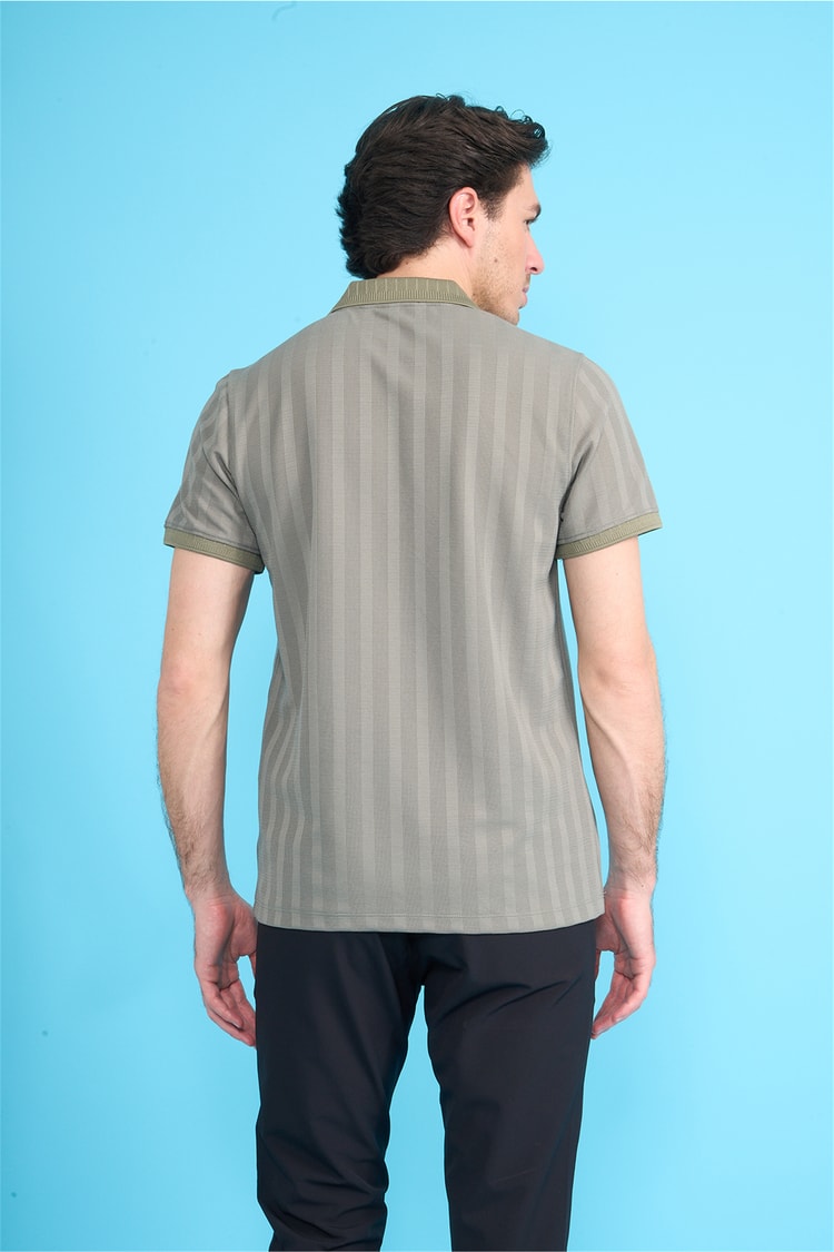 Çetinkaya Mentality 4611 Fermuarlı Polo Yaka Regular Modelli T-shirt Haki