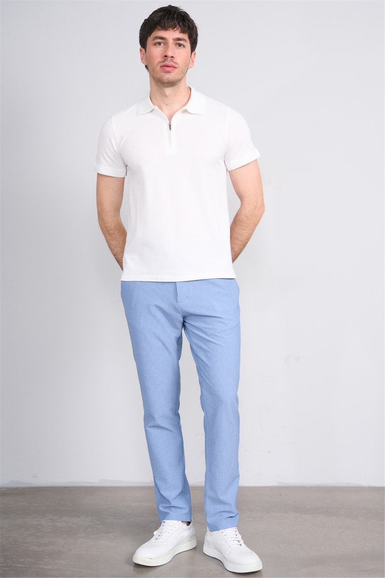 Çetinkaya Mentality 4612 Fermuarlı Polo Yaka Regular Modelli T-shirt Beyaz