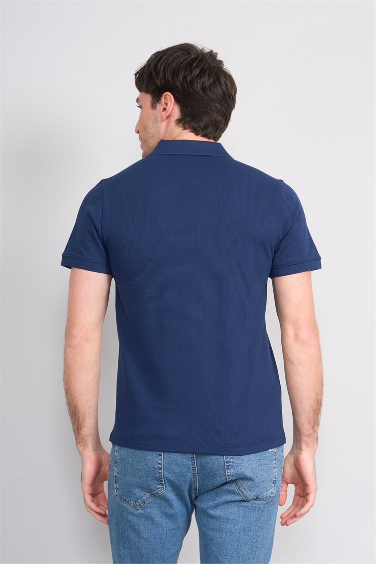 Çetinkaya Mentality 4612 Fermuarlı Polo Yaka Regular Modelli T-shirt İndigo