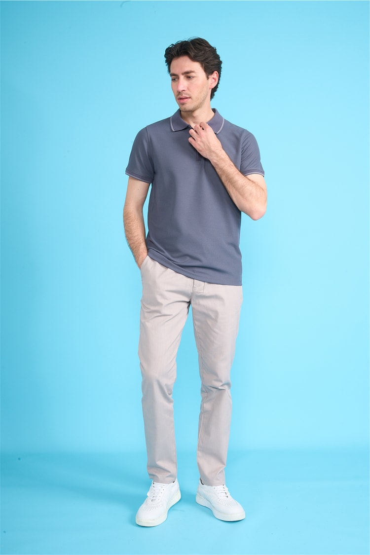 Çetinkaya Mentality 4616 Fermuarlı Polo Yaka Regular Modelli T-shirt Antrasit