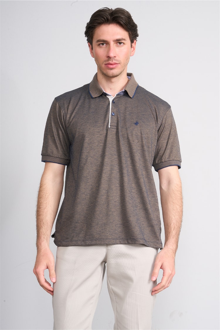 Çetinkaya Mentality 4742 Polo Yaka Regular Düz Pike T-shirt Lacivert - Hardal