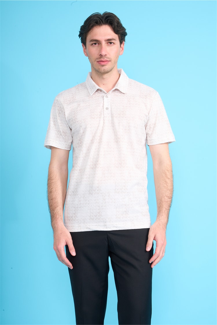 Çetinkaya Mentality 4772 Polo Yaka Regular Micro İnterlok T-shirt Bej