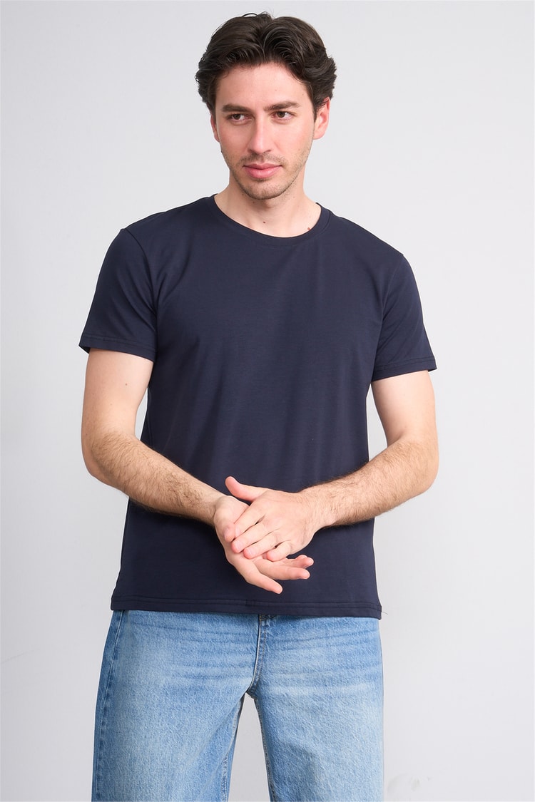 Çetinkaya Mentality 4831 Bisiklet Yaka Regular Baskılı T-shirt Lacivert