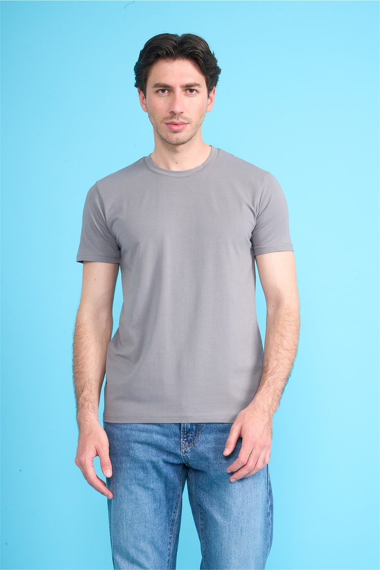 Çetinkaya Mentality 4831 Bisiklet Yaka Regular Baskılı T-shirt Açık Gri