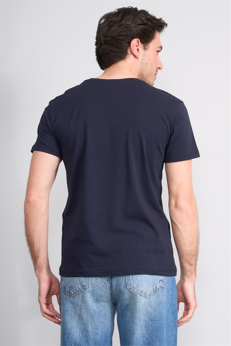 Çetinkaya Mentality 4831 Bisiklet Yaka Regular Baskılı T-shirt Lacivert