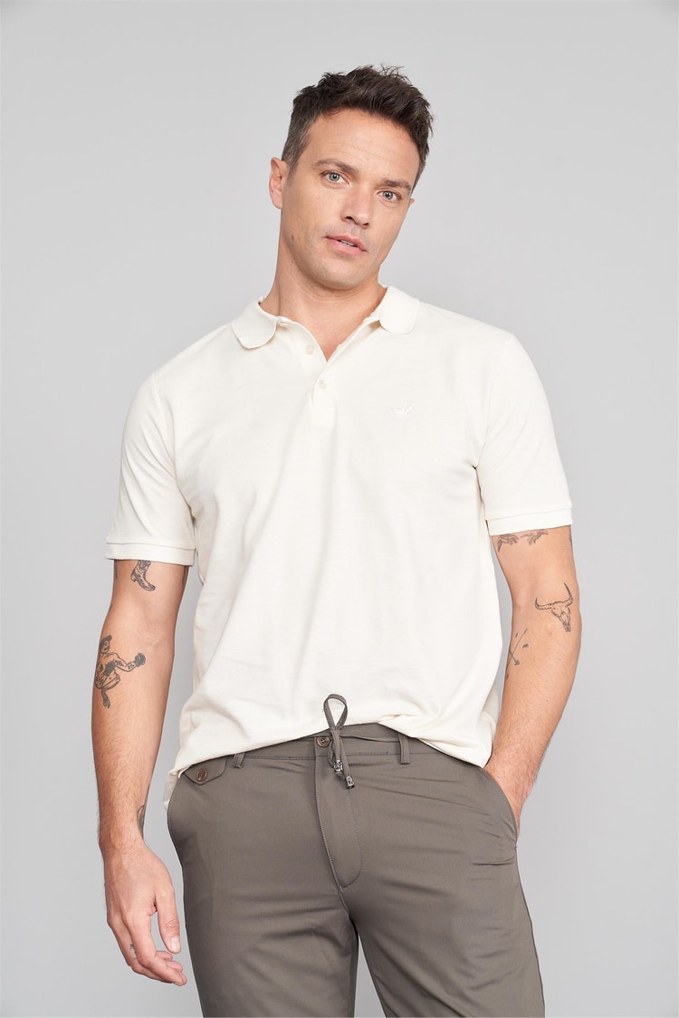 Chester Polo 2742 Erkek Polo Yaka Pike T-Shirt Bej %100 Pamuk