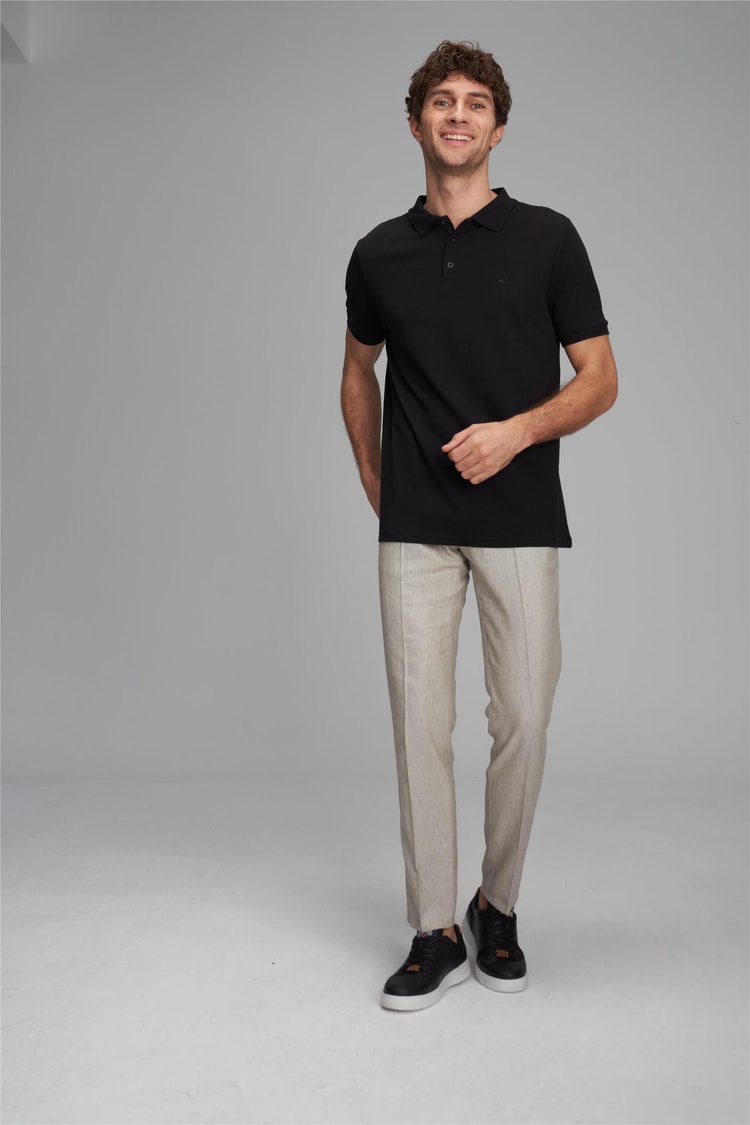 Chester Polo 2742 Erkek Polo Yaka Pike T-Shirt Siyah %100 Pamuk
