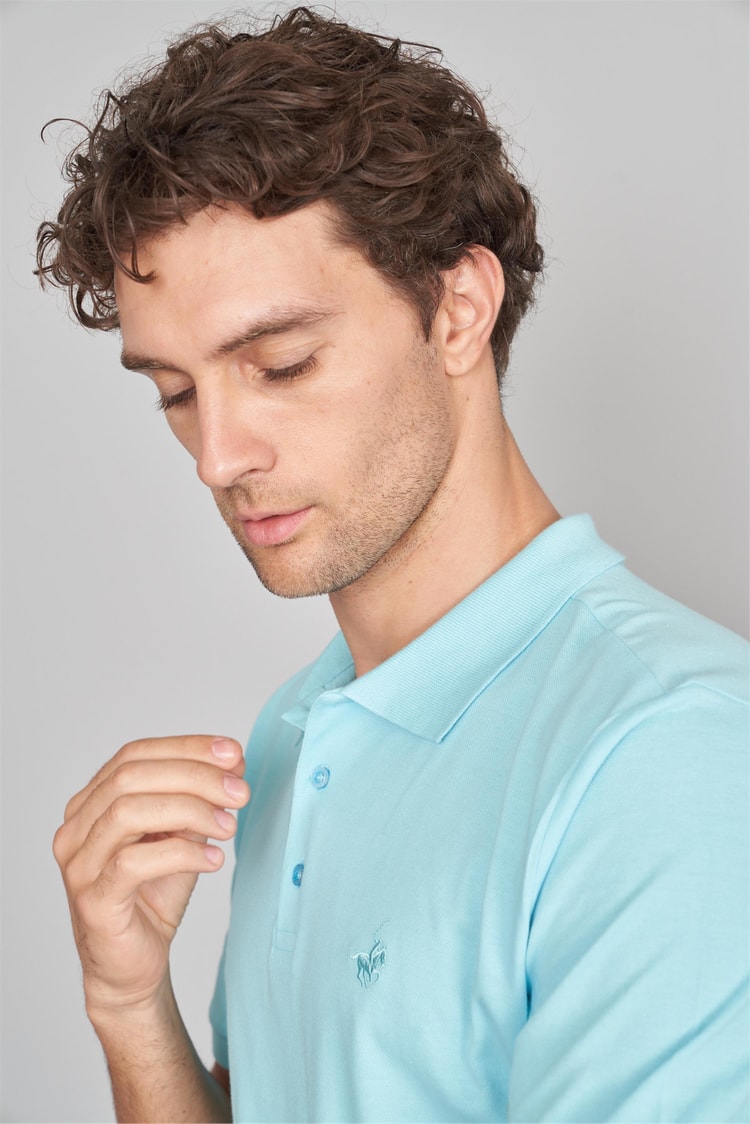 Chester Polo 2742 Erkek Polo Yaka Pike T-Shirt Aqua %100 Pamuk