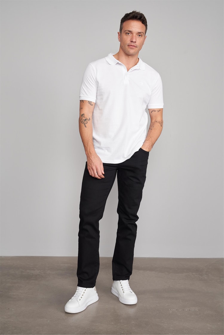 Chester Polo 2742 Erkek Polo Yaka Pike T-Shirt Beyaz %100 Pamuk 
