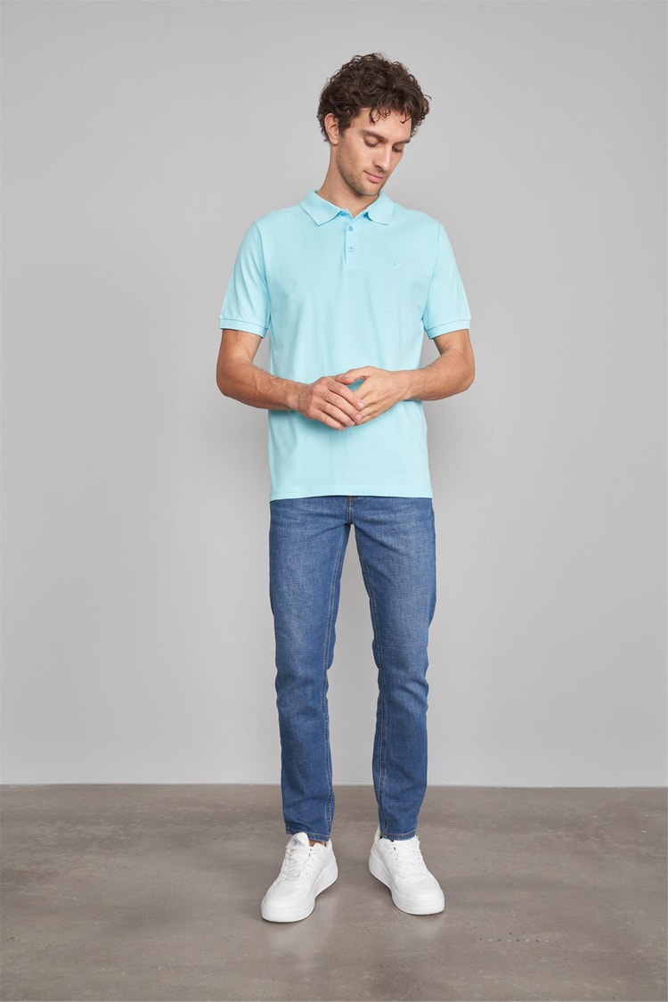 Chester Polo 2742 Erkek Polo Yaka Pike T-Shirt Aqua %100 Pamuk