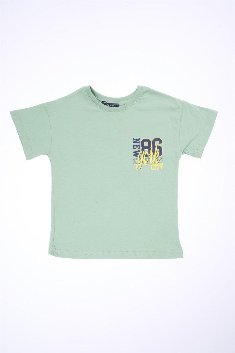Chester Polo 32568 Erkek Çocuk Penye Baskılı Bisiklet Yaka T-shirt 4-12 Yaş Soft Haki