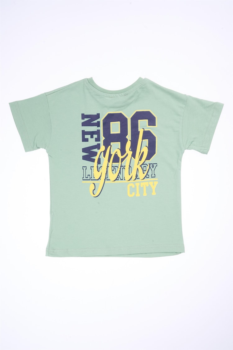 Chester Polo 32568 Erkek Çocuk Penye Baskılı Bisiklet Yaka T-shirt 4-12 Yaş Soft Haki