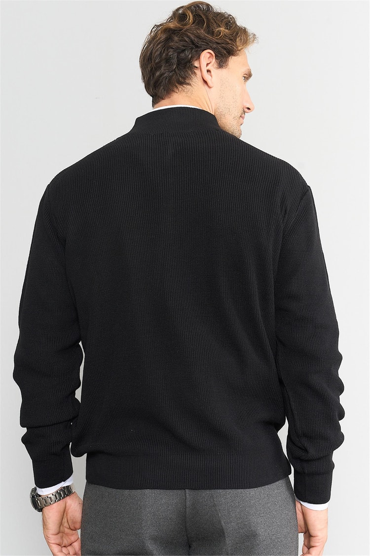 Chester Polo 5085 ErkekFermuarlı Yarım Balıkçı Triko Kazak Siyah