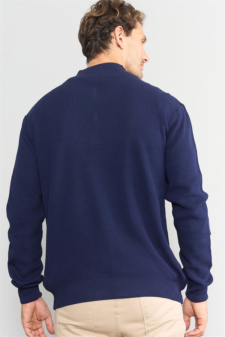 Chester Polo 5085 ErkekFermuarlı Yarım Balıkçı Triko Kazak Lacivert