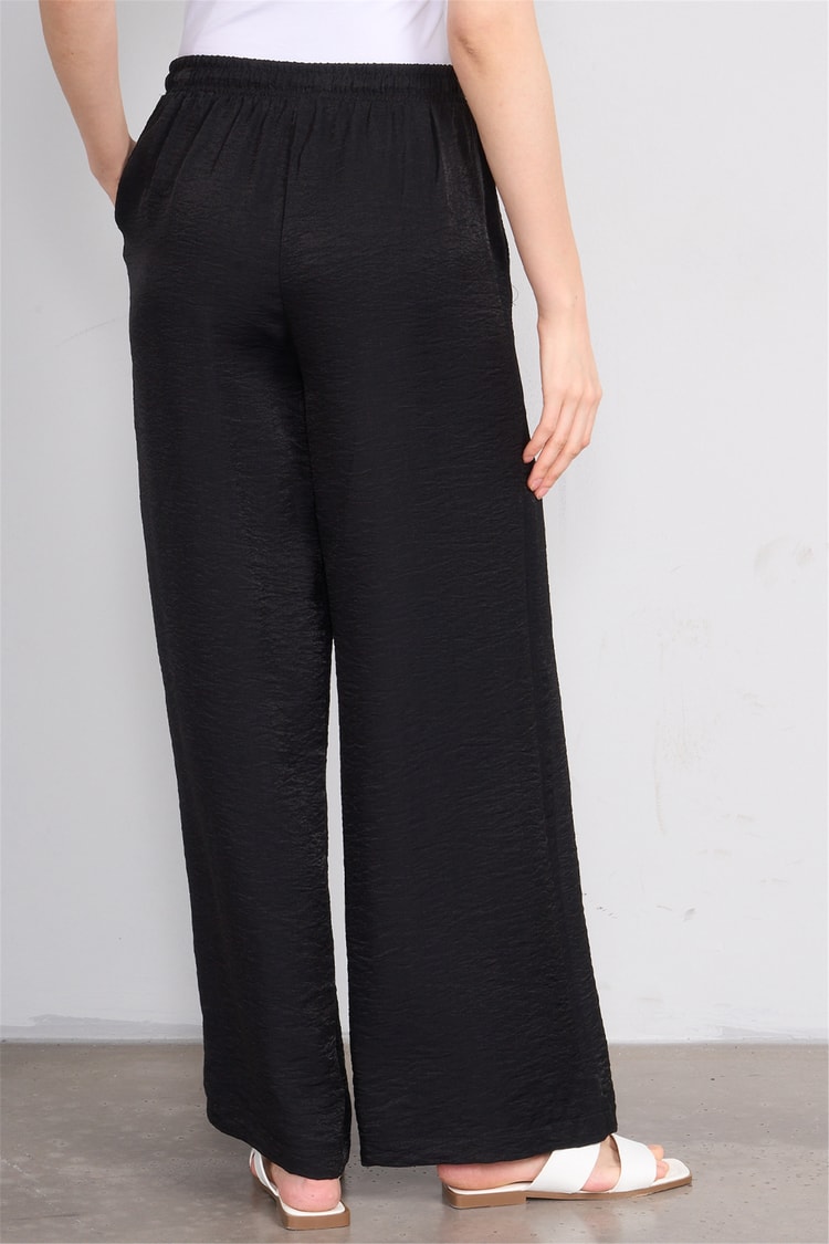 Chester Polo 7897 Bayan Loose Fit Geniş Paça Pantolon Siyah