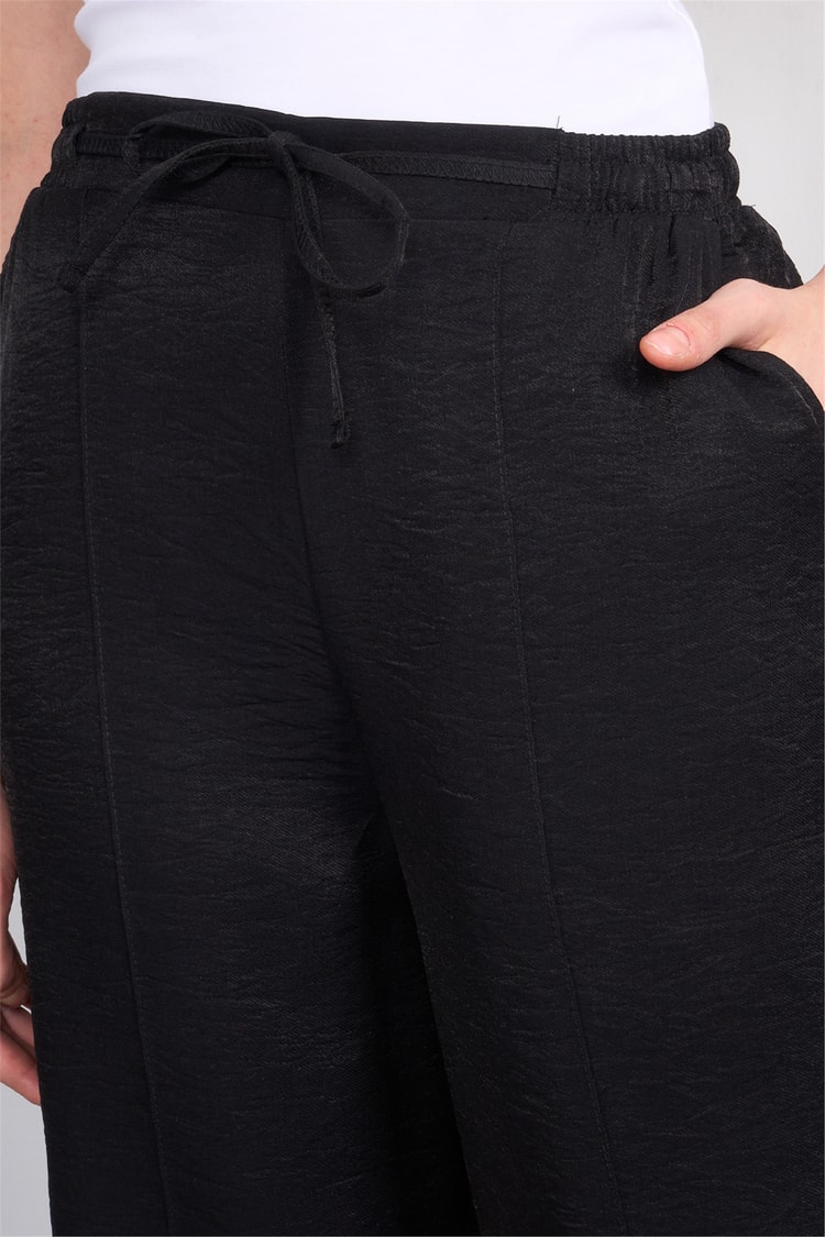 Chester Polo 7897 Bayan Loose Fit Geniş Paça Pantolon Siyah