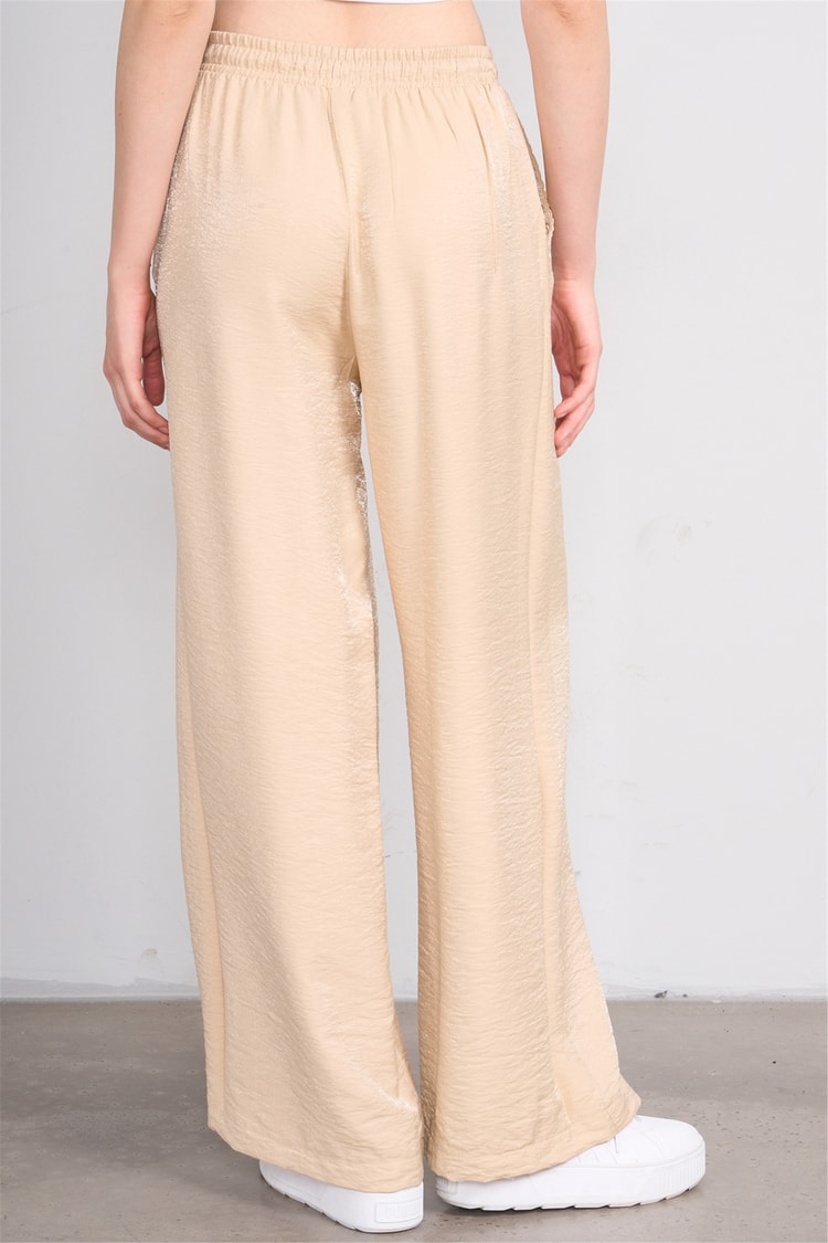 Chester Polo 7897 Bayan Loose Fit Geniş Paça Pantolon Bej