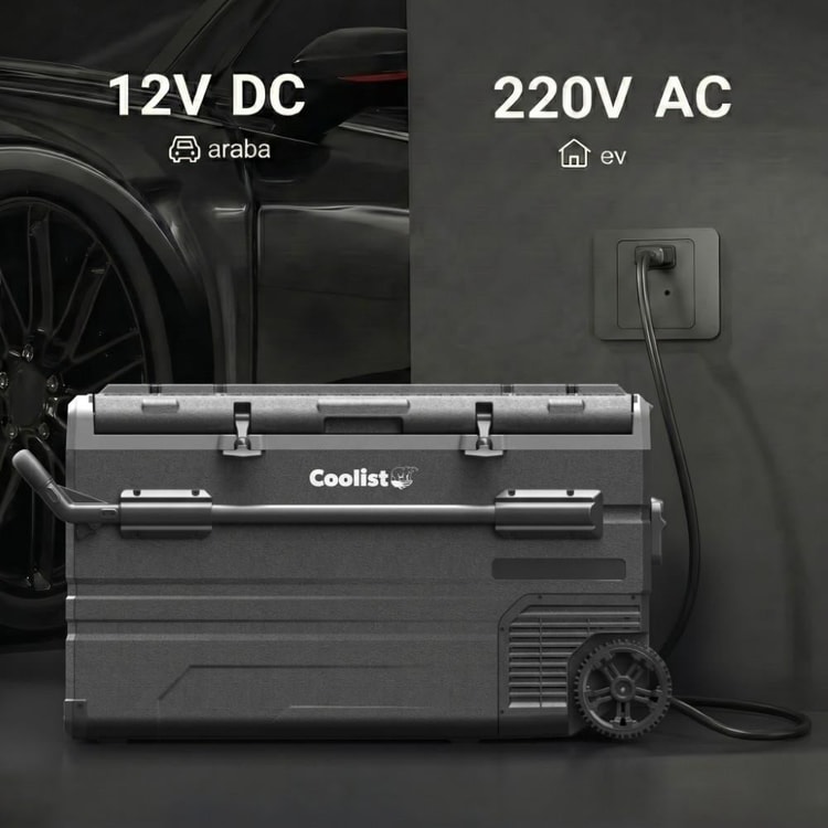 Coolist CLK120W 12/24V 220Volt 114 Litre Tek Bölmeli Tekerlekli Outdoor Kompresörlü Oto Buzdolabı/Dondurucu