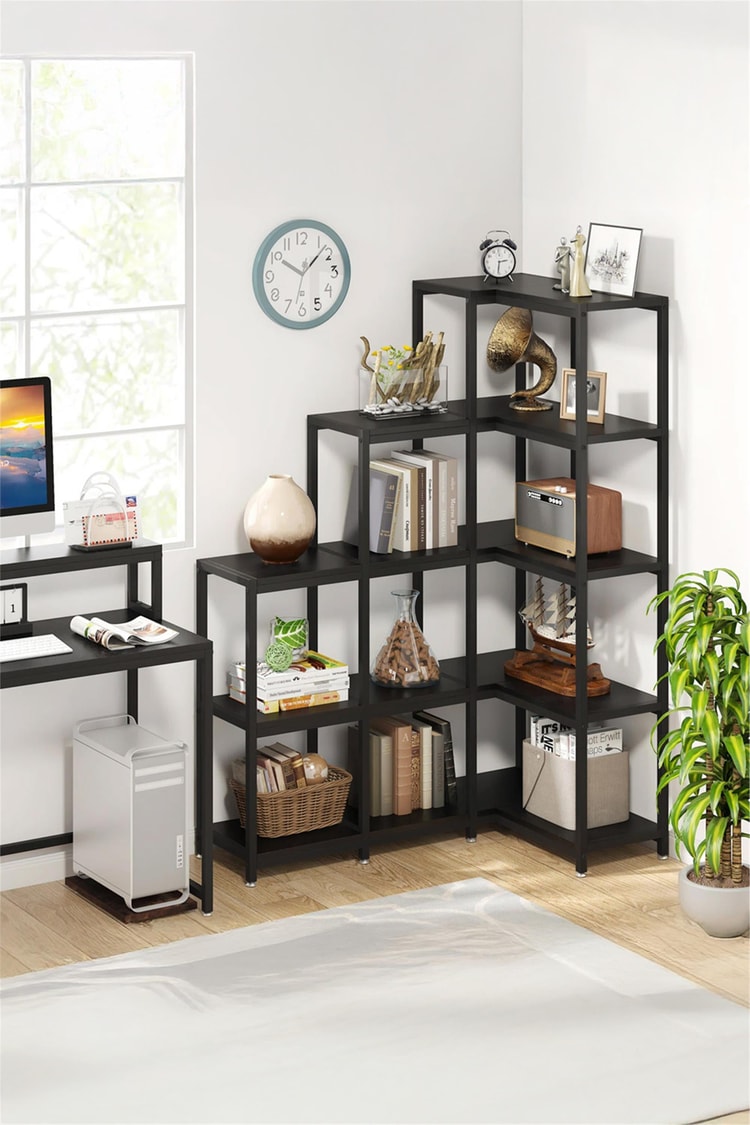Deconode Edge Köşe Kitaplık Siyah-Antrasit DN1049SA