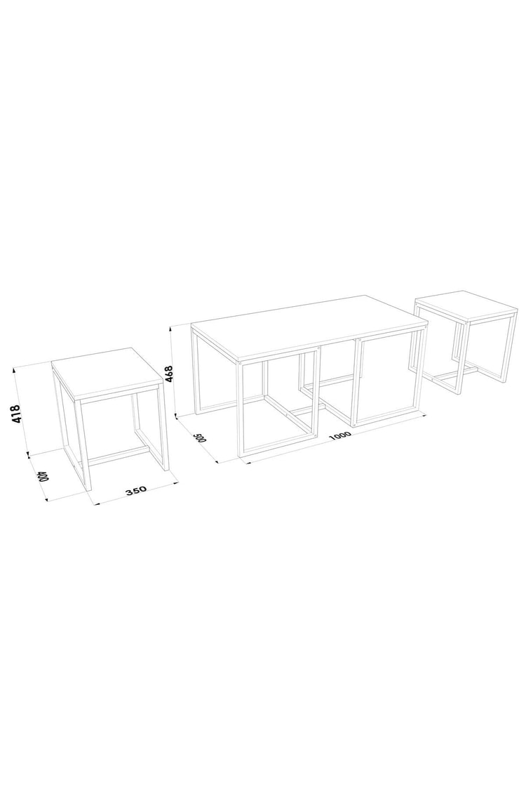 Deconode Nest 2+1 Sehpa Seti Beyaz-Beyaz DN1160BB
