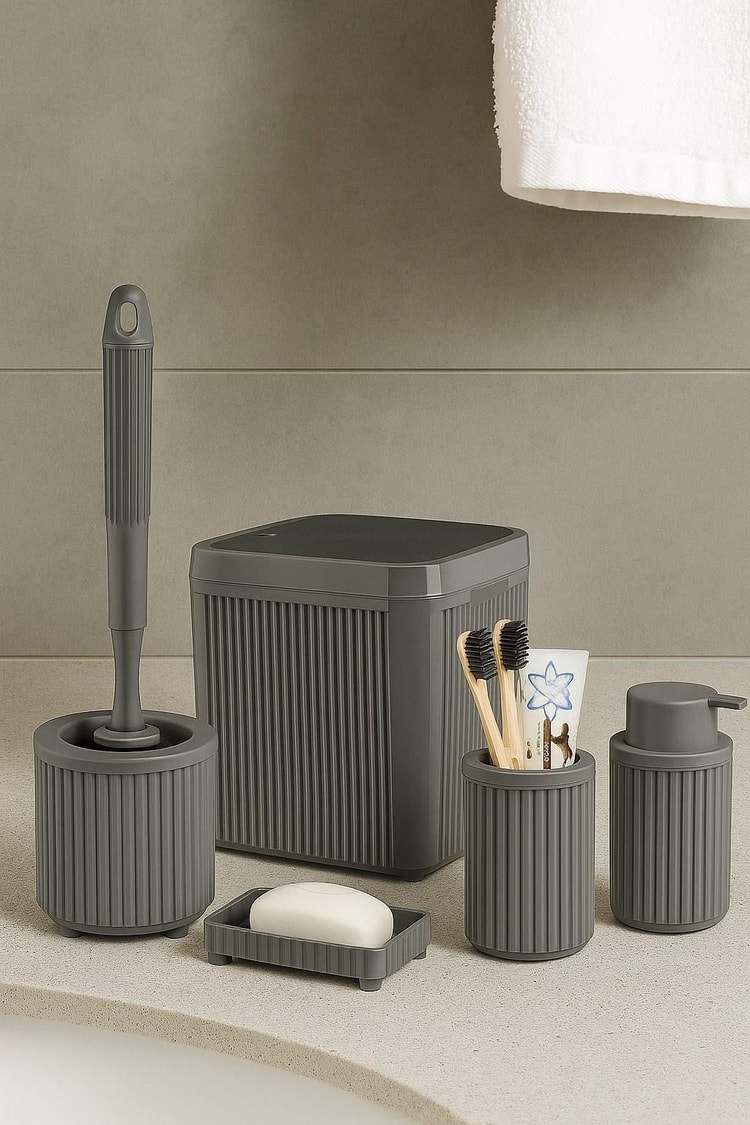 DECOREV BANYO SETİ DC-6804 LÜKS 5 PRÇ CLİCK KAPAK GRİ