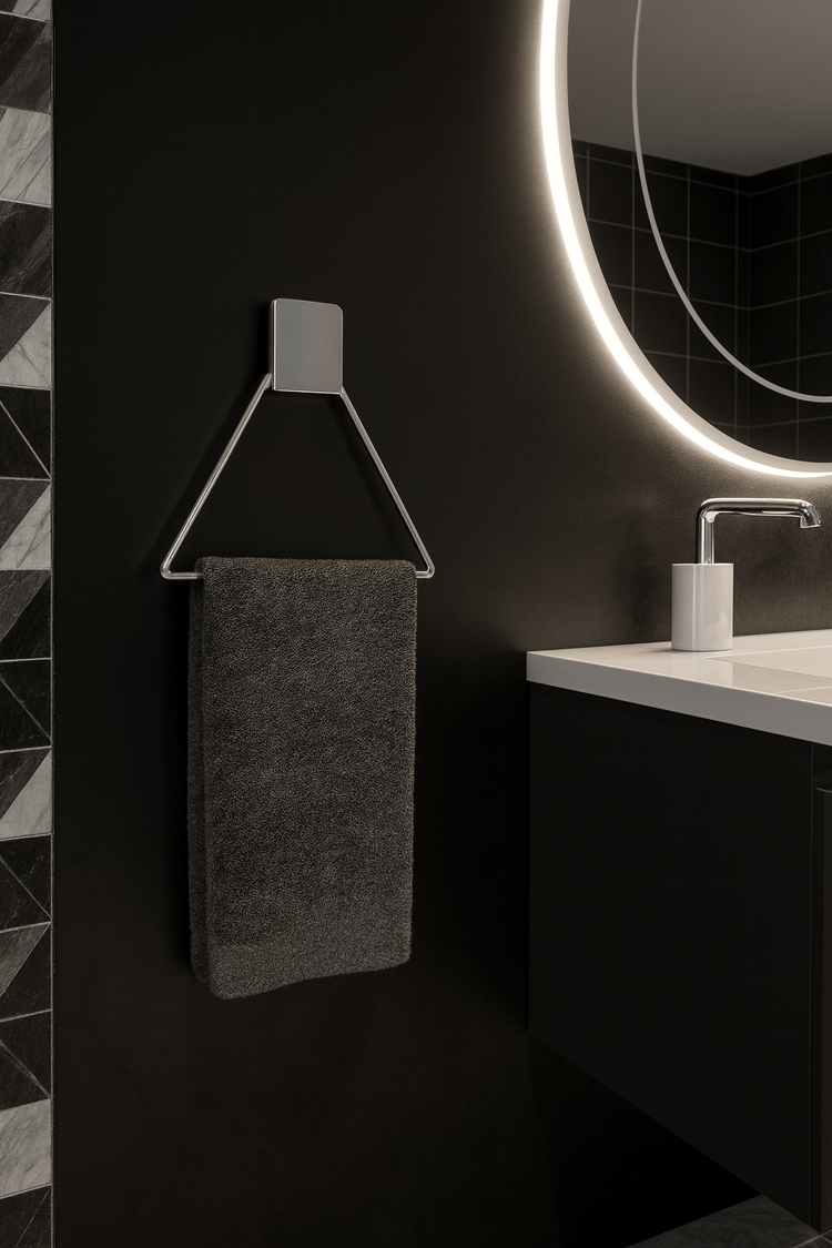 Decorev Yapışkanlı Lüks Banyo Havluluk Askılığı Üçgen Krom Meral Paslanmaz Havluluk