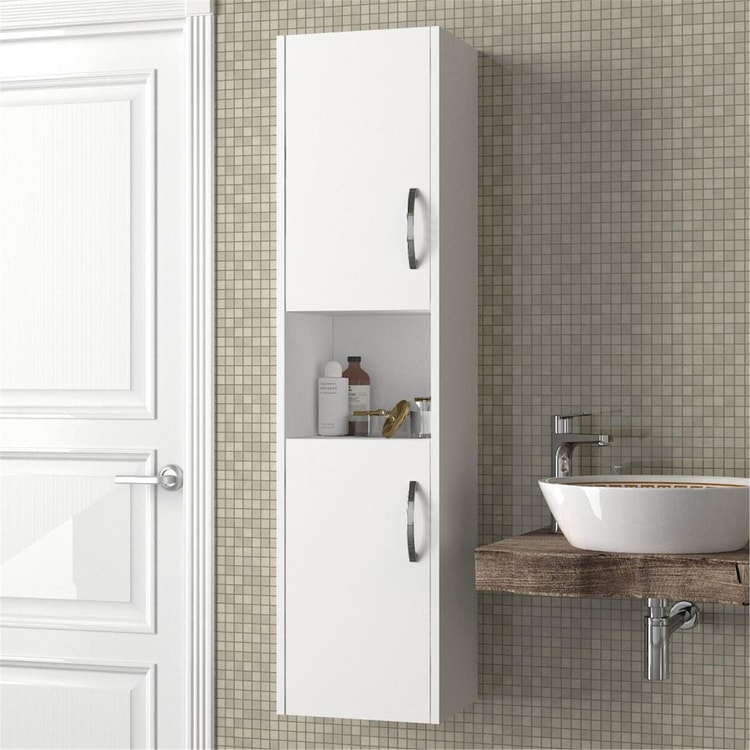 Dekorister 2 Kapaklı Asma Banyo Boy Dolabı Beyaz