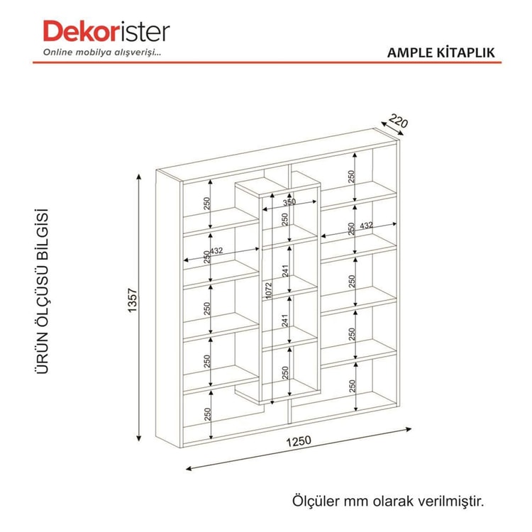 Dekorister Ample Kitaplık CevizBeyaz
