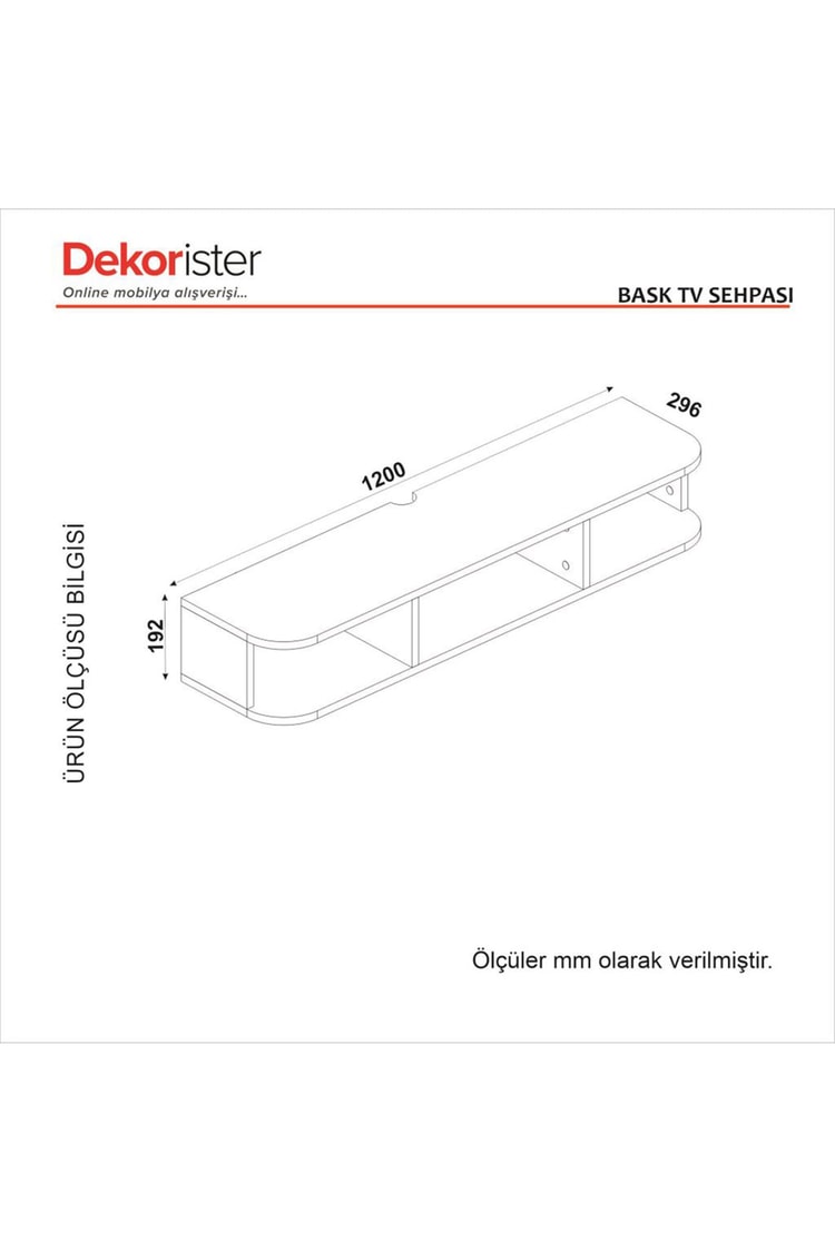 Dekorister Bask Tv Sehpası Beyaz 120 cm