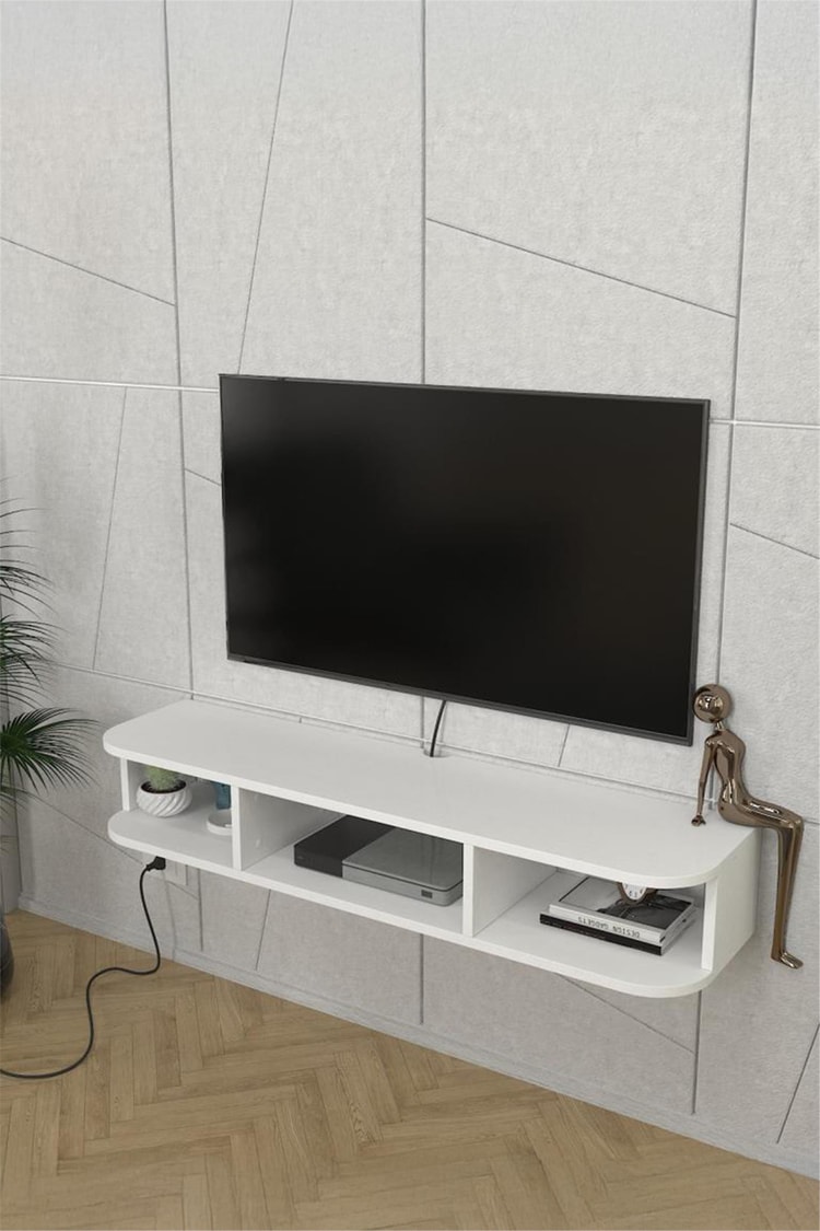 Dekorister Bask Tv Sehpası Beyaz 120 cm