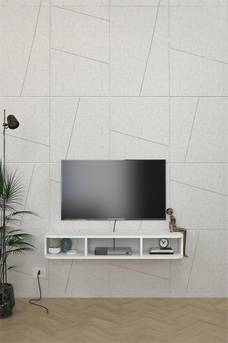 Dekorister Bask Tv Sehpası Beyaz 120 cm