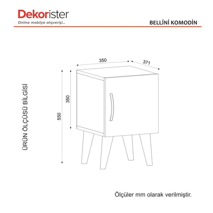 Dekorister Bellini 1 Kapaklı Komodin BeyazCeviz