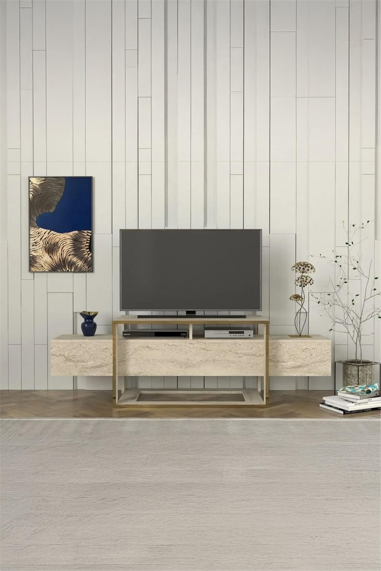 Dekorister Bianco Tv Sehpası Traverten