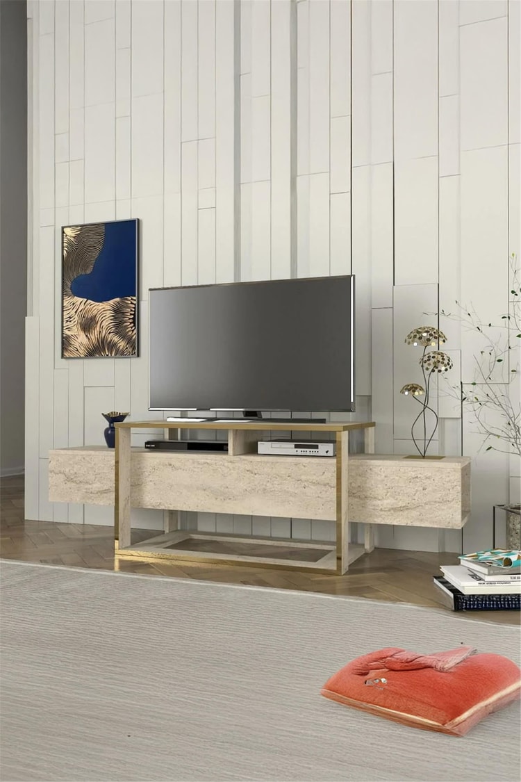 Dekorister Bianco Tv Sehpası Traverten