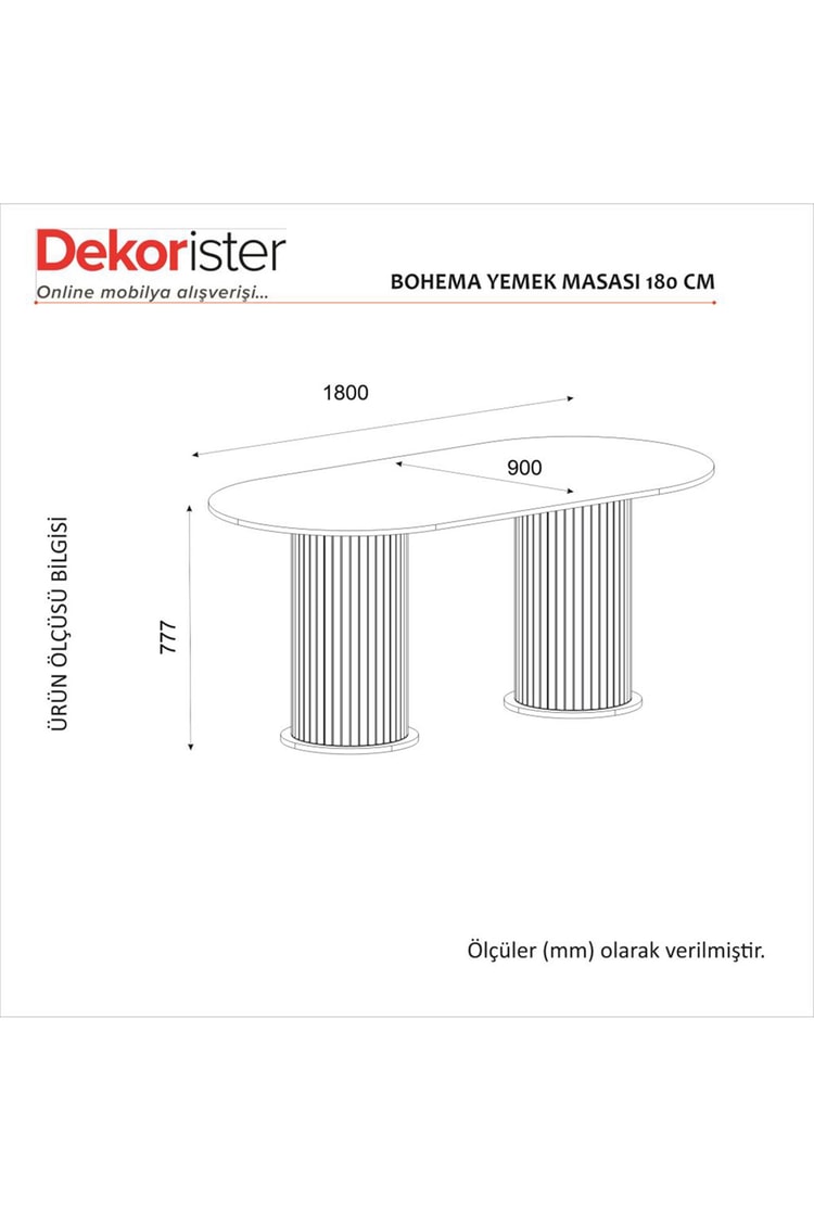 Dekorister Bohema Yemek Masası Aytaşı - Sepet 180cm