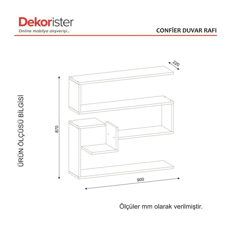 Dekorister Confier Duvar Rafı Beyaz