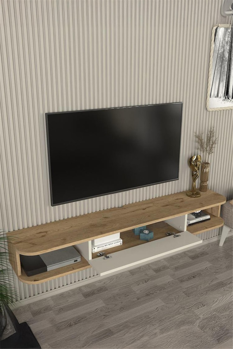 Dekorister Cross Tv Sehpası Sepet - Kumtaşı 150 cm